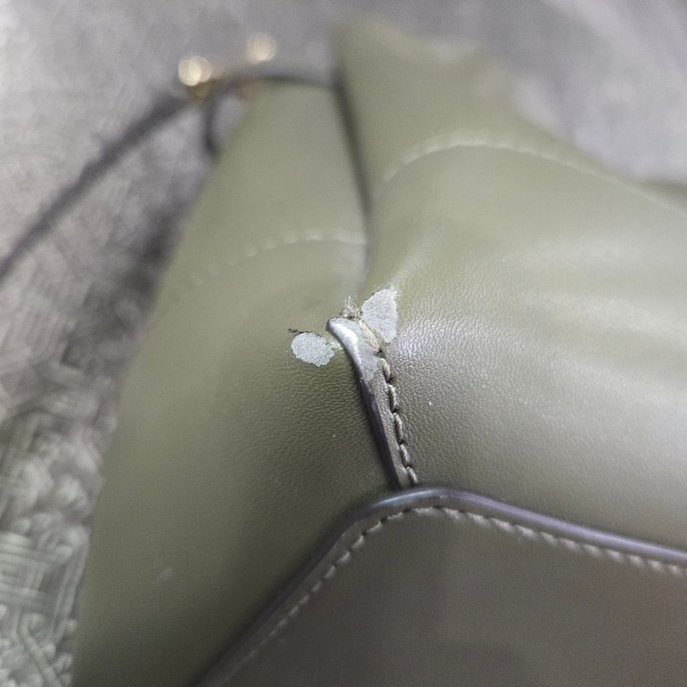 Michael Kors Reed Large Satchel Olive Green Pebbled Leather Bag 🛍️ - Picture 13 of 17